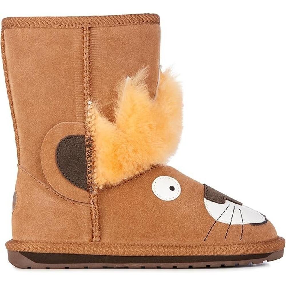 EMU Australia Deer Kids Boots Chestnut Merino Wool Suede Big Kid US 4 NIB